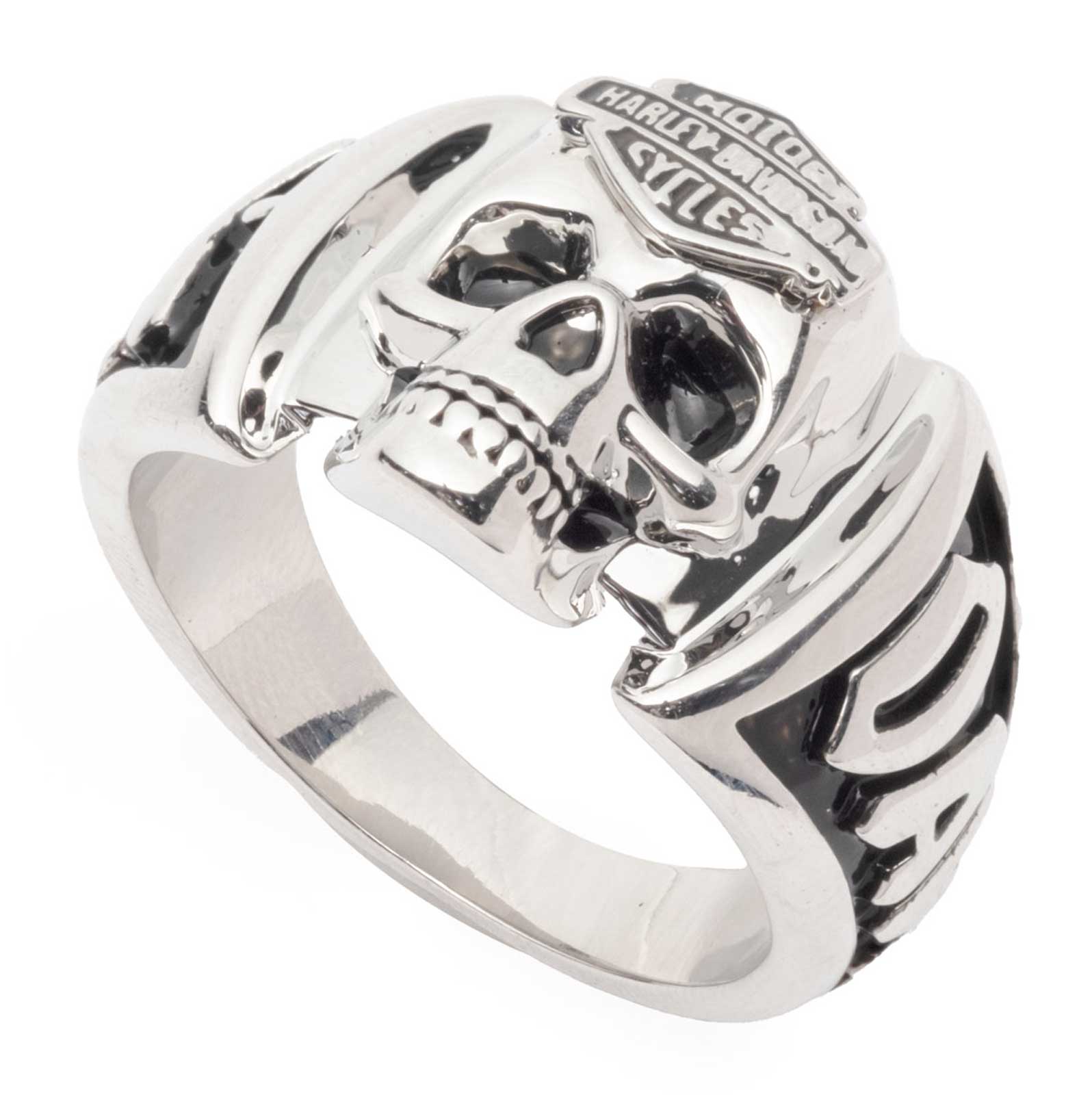 Harley-Davidson Free Shipping - Harley-Davidson Men's Bar & Shield Logo Skull Script Ring, Stainless Steel - Free Shipping on many products plus Orders Over $99