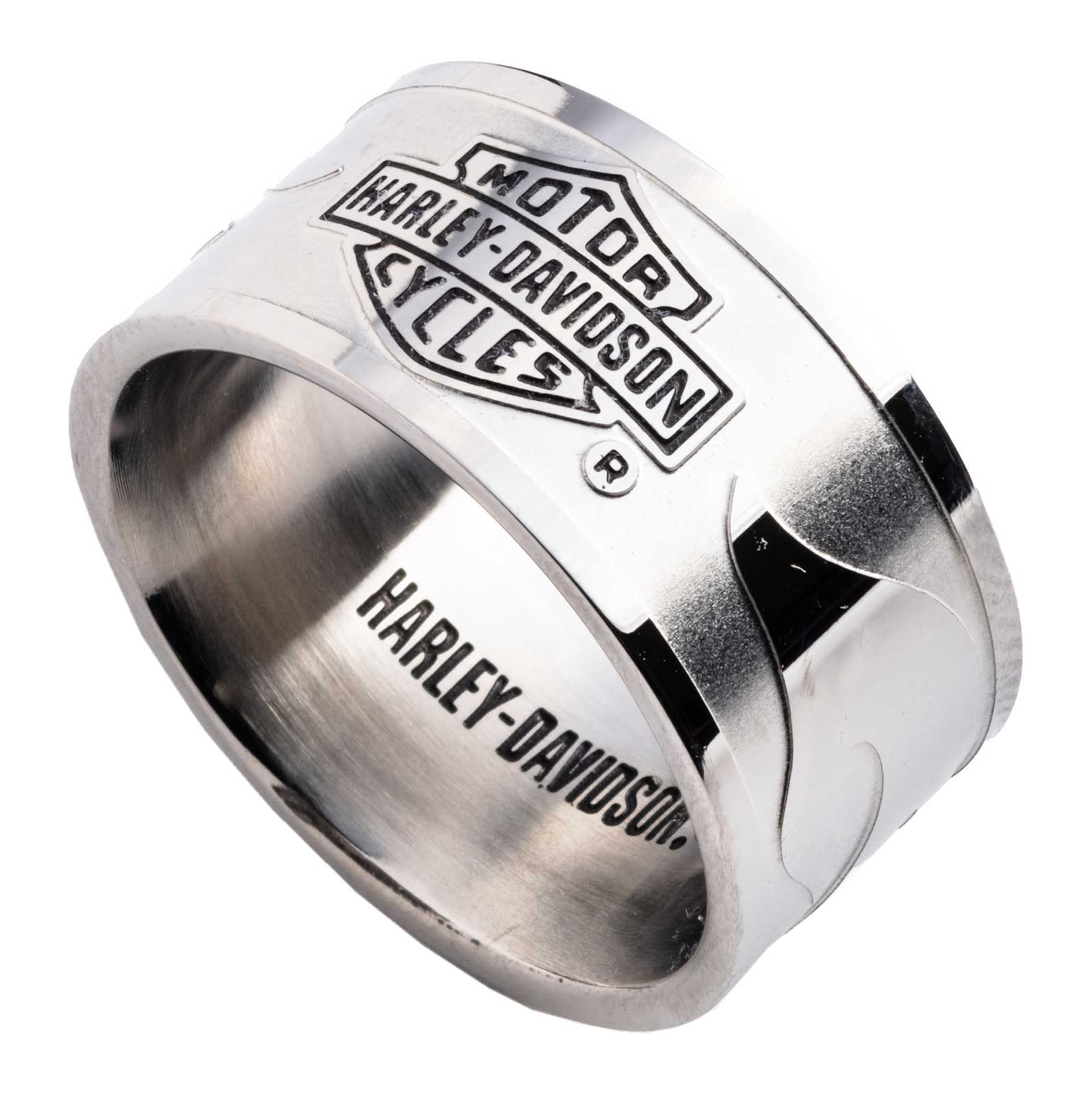 Harley-Davidson® Men's Bar & Shield Raised Flame Band Ring Harley-Davidson® Men's Bar & Shield Raised Flame Band Ring