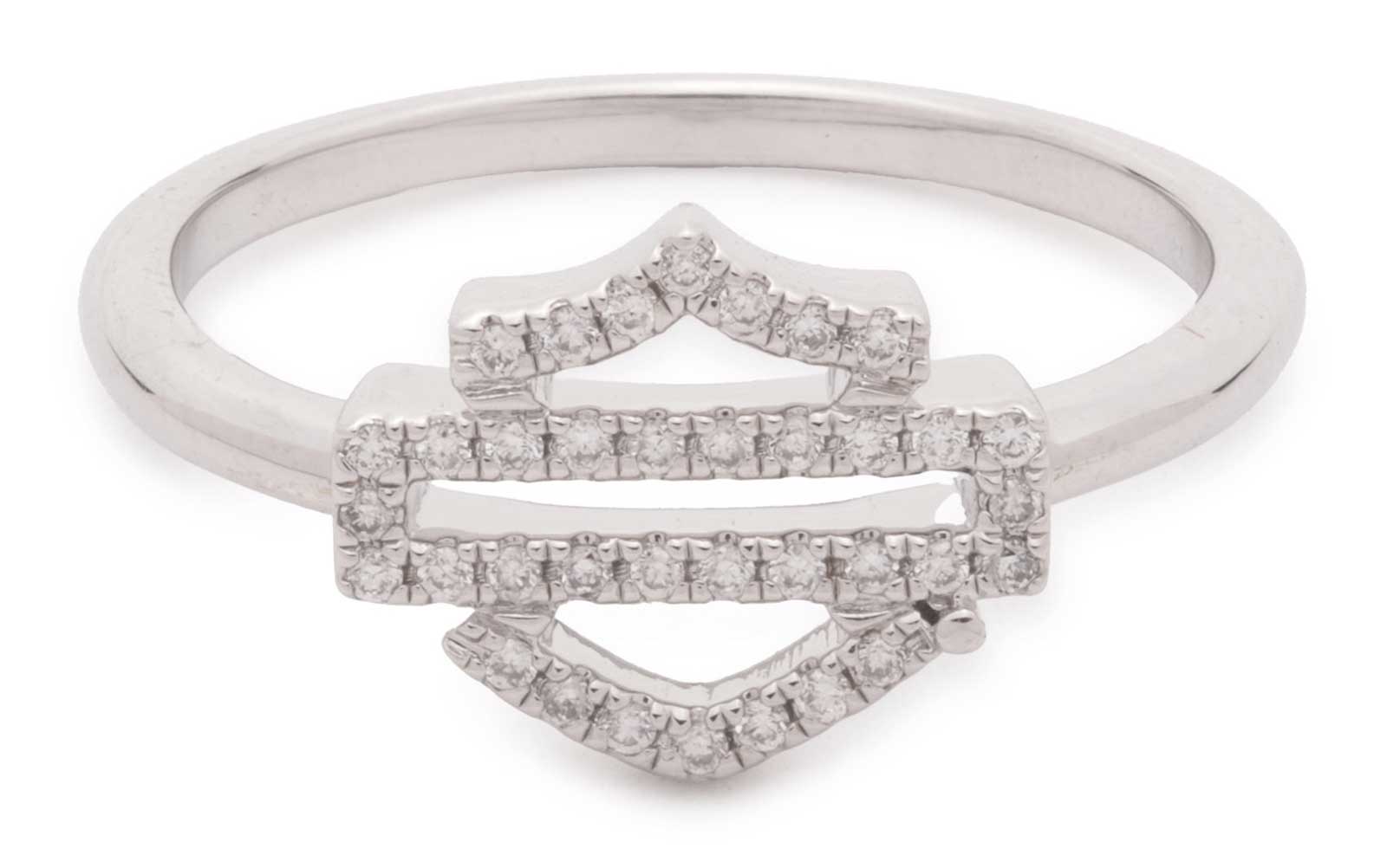 Harley-Davidson Women's Crystal Open Bar & Shield Logo Ring, Sterling Silver - Wisconsin Harley-Davidson