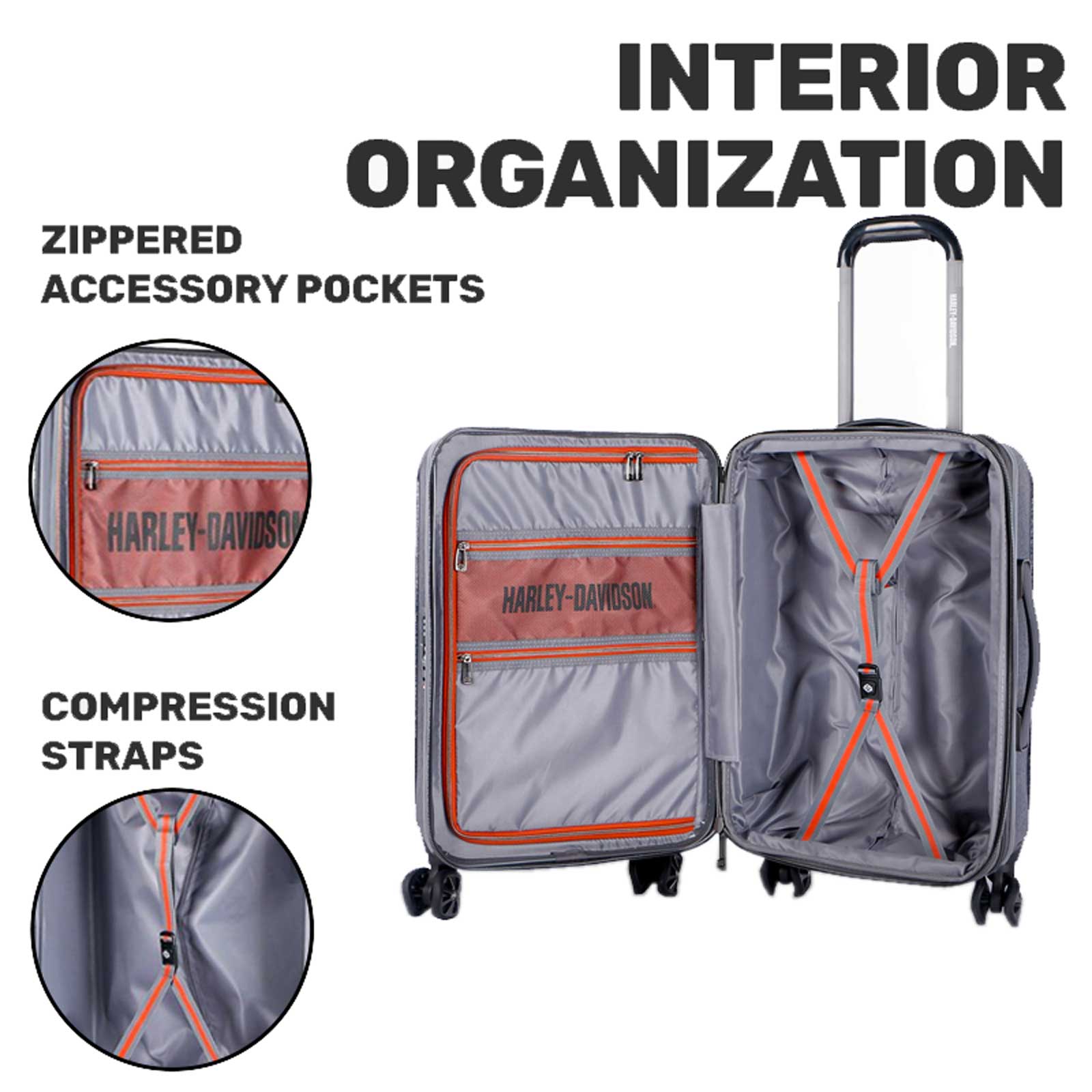 Harley-Davidson 22 in. Cruiser Hard Sided Expandable Wheeling Luggage, Black - Largest Selection of Harley-Davidson Products