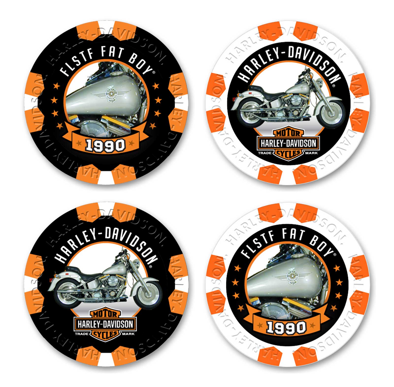 Harley-Davidson Vintage Series 19 - 1990 FLSTF Fat Boy Collectible Poker Chips - Wisconsin Harley-Davidson