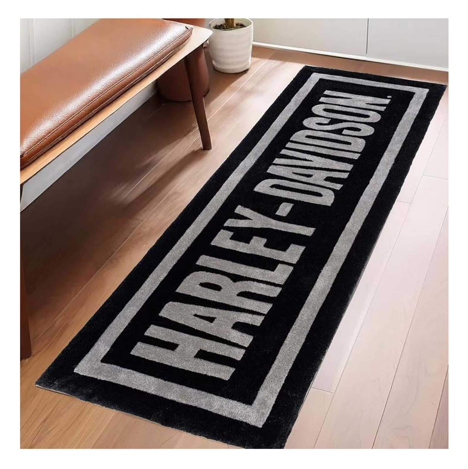 Harley-Davidson® 6 ft. Bar Font Runner Rug w/ Deep Acrylic Pile