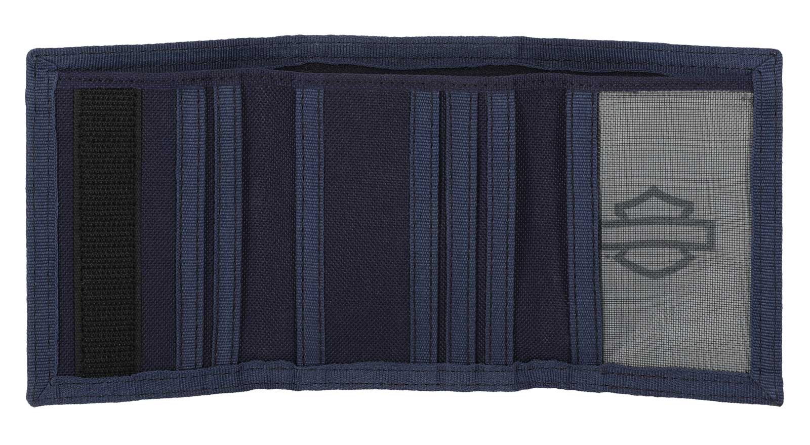 Harley-Davidson Men's H-D Arched Script Logo Tri-Fold Polyester Wallet, Indigo - Largest Selection of Harley-Davidson Products