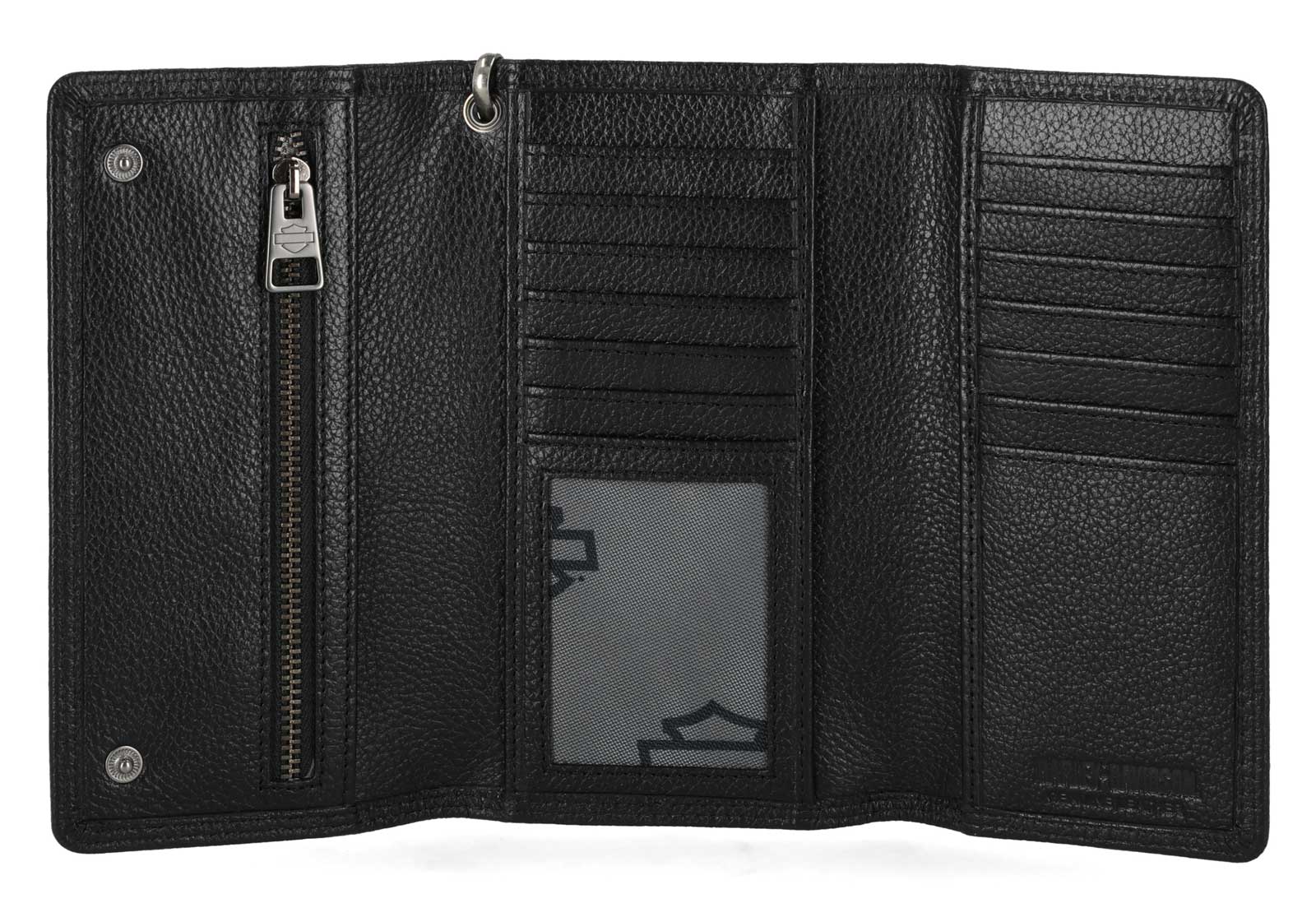 Harley-Davidson Men's Open B&S Trucker Biker Chain Leather Wallet, Black - Largest Selection of Harley-Davidson Products