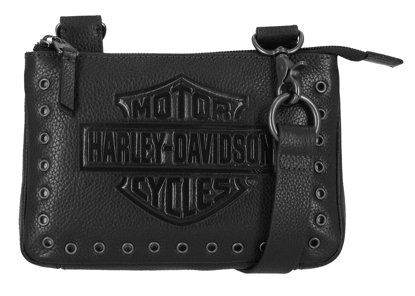 Harley-Davidson Women's Eyelet Bar & Shield Genuine Leather Hip Bag, Black - Wisconsin Harley-Davidson