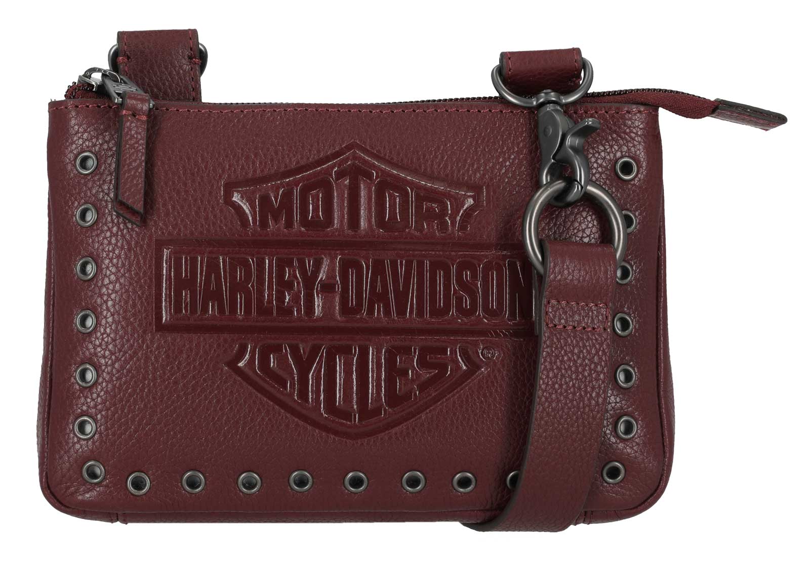 Harley-Davidson Women's Eyelet Bar & Shield Genuine Leather Hip Bag, Red - Wisconsin Harley-Davidson