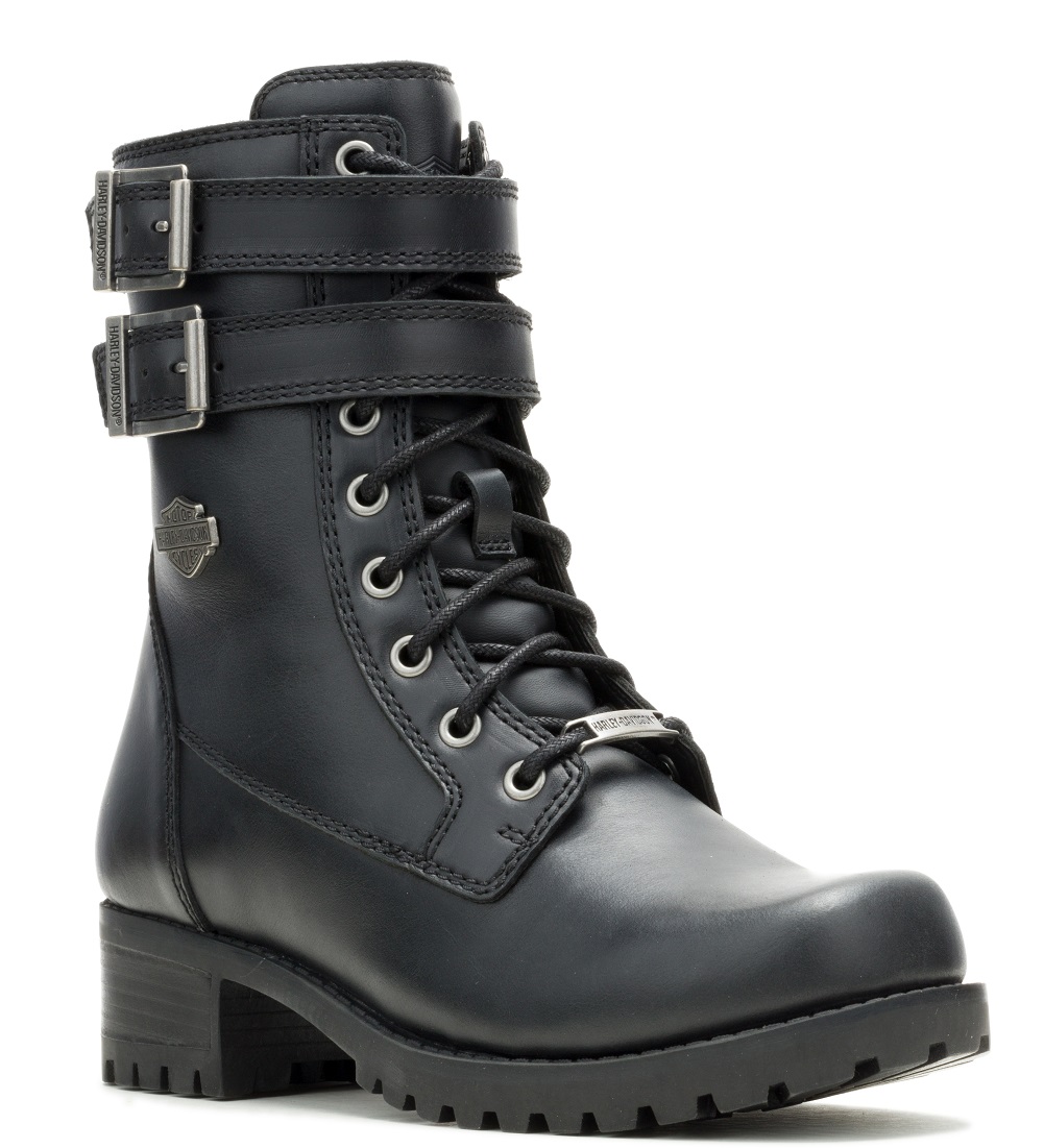 Harley-Davidson Women's Leyton 7.25" Double Buckle Black Motorcycle Boots D84838 - Wisconsin Harley-Davidson