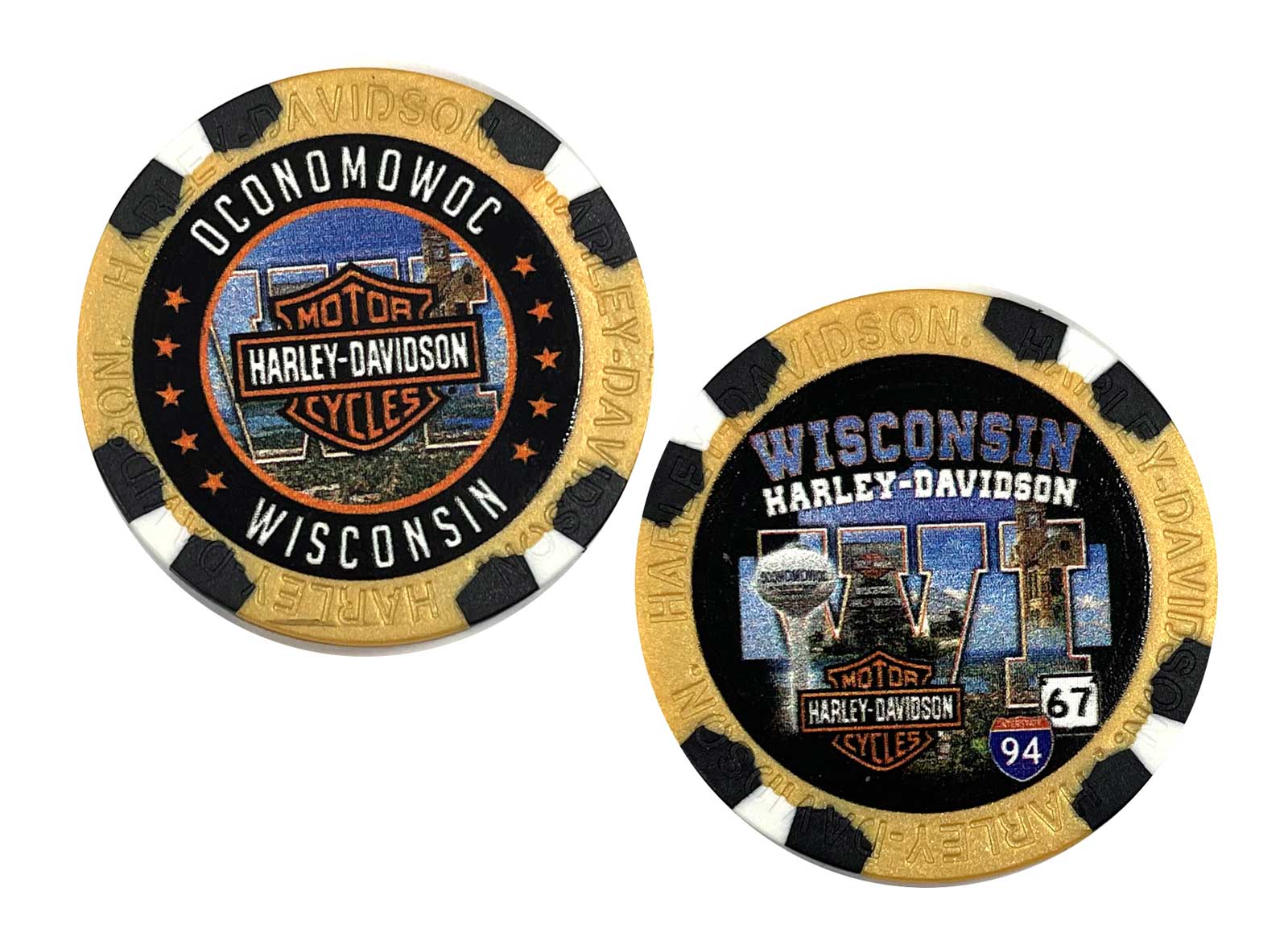 Harley-Davidson Custom Wisconsin Harley Poker Chip Collectible - Gold - Wisconsin Harley-Davidson
