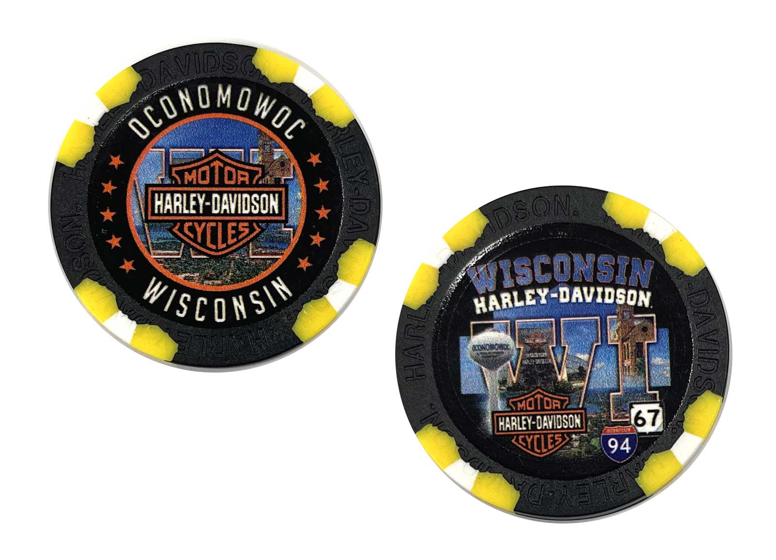 Harley-Davidson Custom Wisconsin Harley Poker Chip Collectible - Yellow - Wisconsin Harley-Davidson