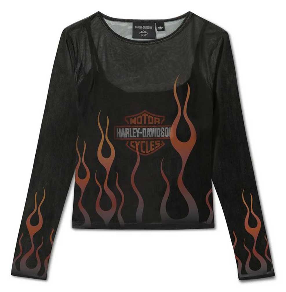 Harley-Davidson® Women's Flames For Days 2-Piece Mesh Top, Black