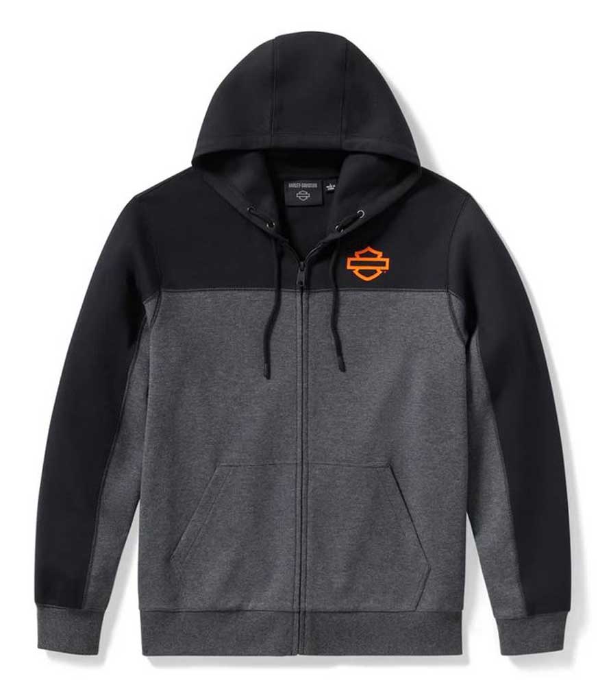 Harley-Davidson Men's H-D TECH Gaiter Full Zip Colorblocked Hoodie 96716-25VM - Wisconsin Harley-Davidson