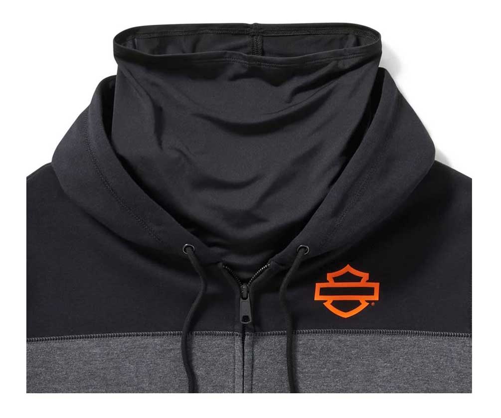 Harley-Davidson Men's H-D TECH Gaiter Full Zip Colorblocked Hoodie 96716-25VM - No Hassle Returns at Wisconsin Harley