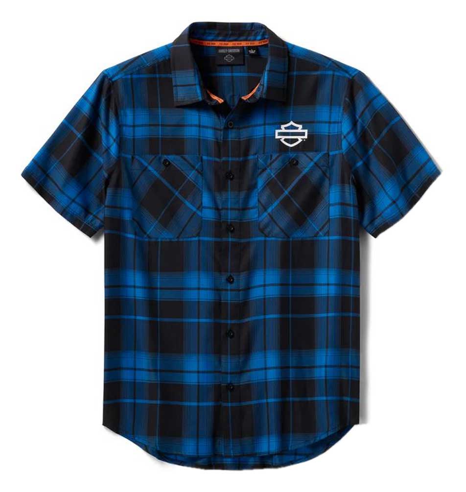 Harley-Davidson® Men's H-D TECH Coolmax B&S Plaid Shirt, Blue