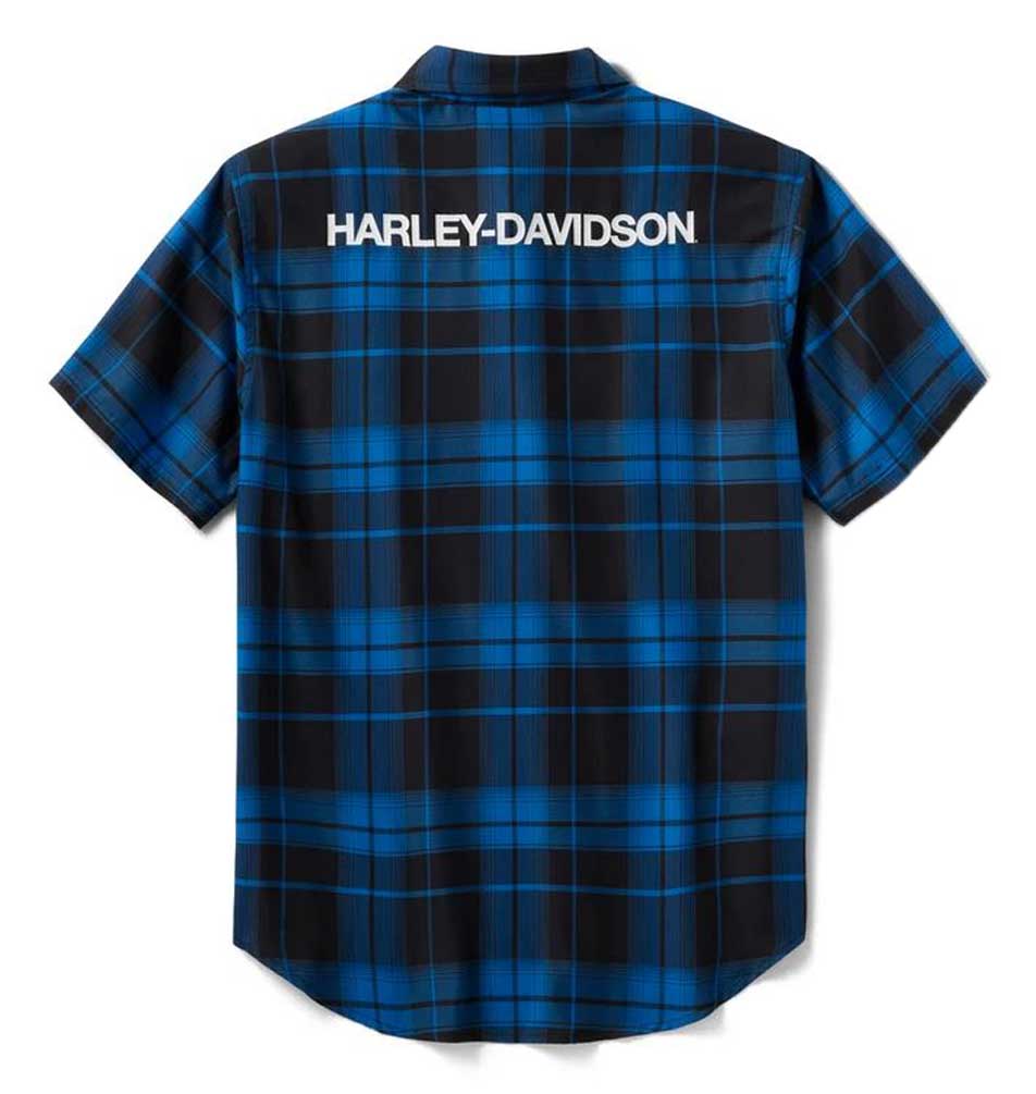 Harley-Davidson Free Shipping - Harley-Davidson Men's H-D TECH Coolmax B&S Plaid Shirt, Blue/Black 96617-25VM - Free Shipping on many products plus Orders Over $99