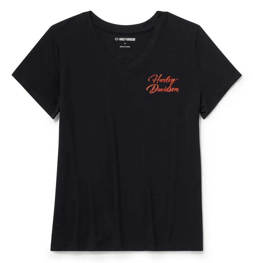 Harley-Davidson Women's Essential Bling V-Neck Short Sleeve Tee 96767-25VW - Wisconsin Harley-Davidson