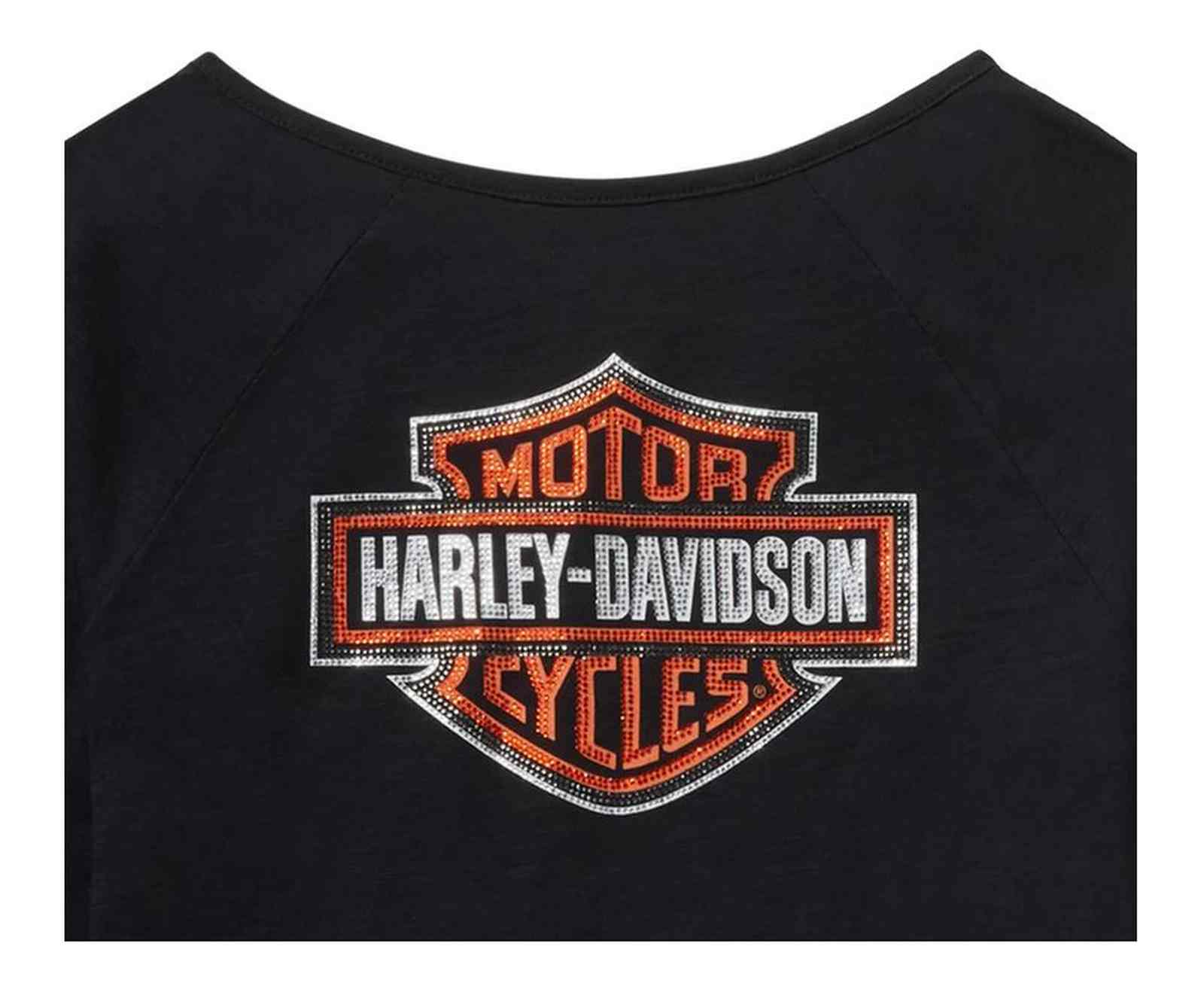 Harley-Davidson Women's Essential Bling Keyhole Henley - Black 96757-25VW - No Hassle Returns at Wisconsin Harley