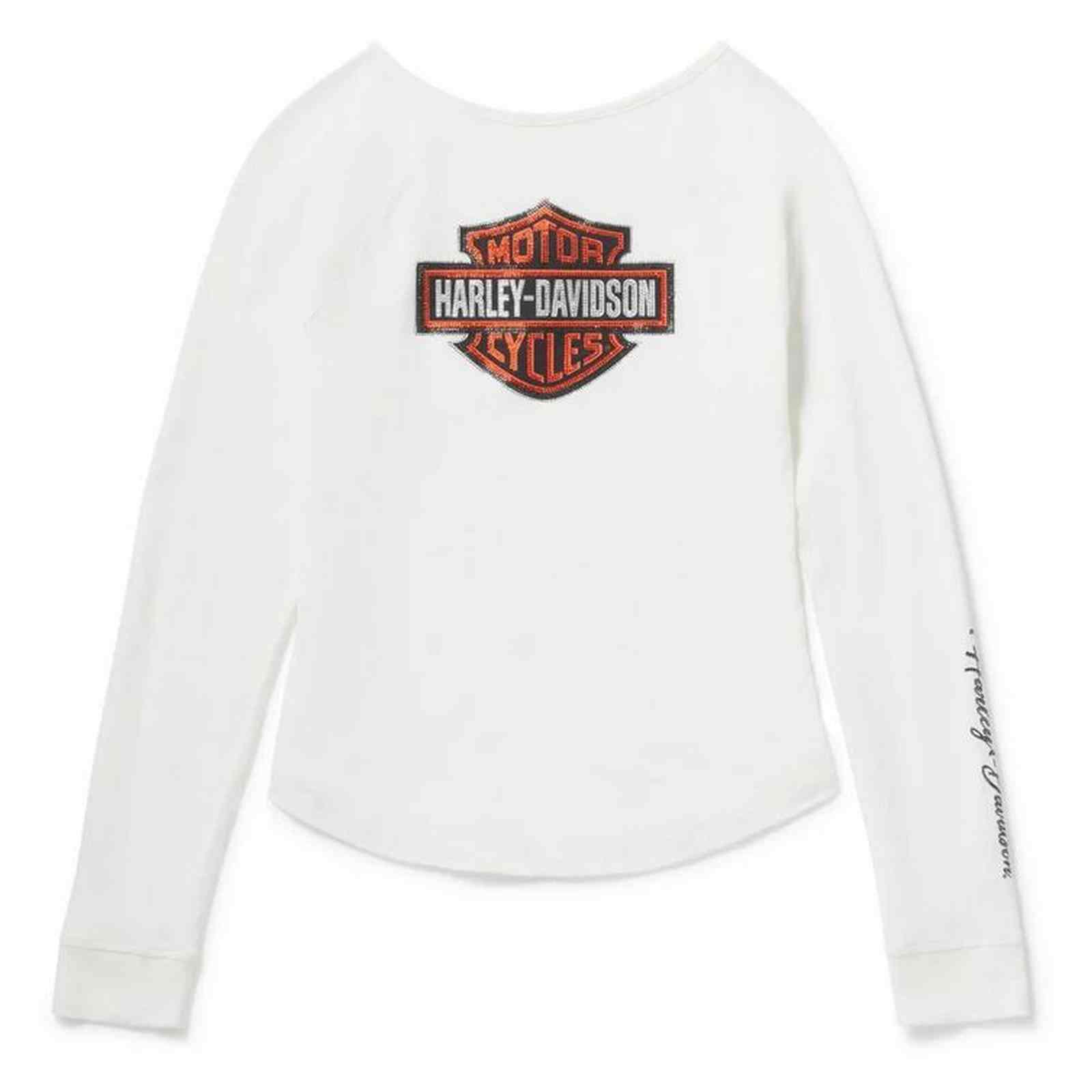 Harley-Davidson Free Shipping - Harley-Davidson Women's Essential Bling Keyhole Henley - White 96758-25VW - Free Shipping on many products plus Orders Over $99