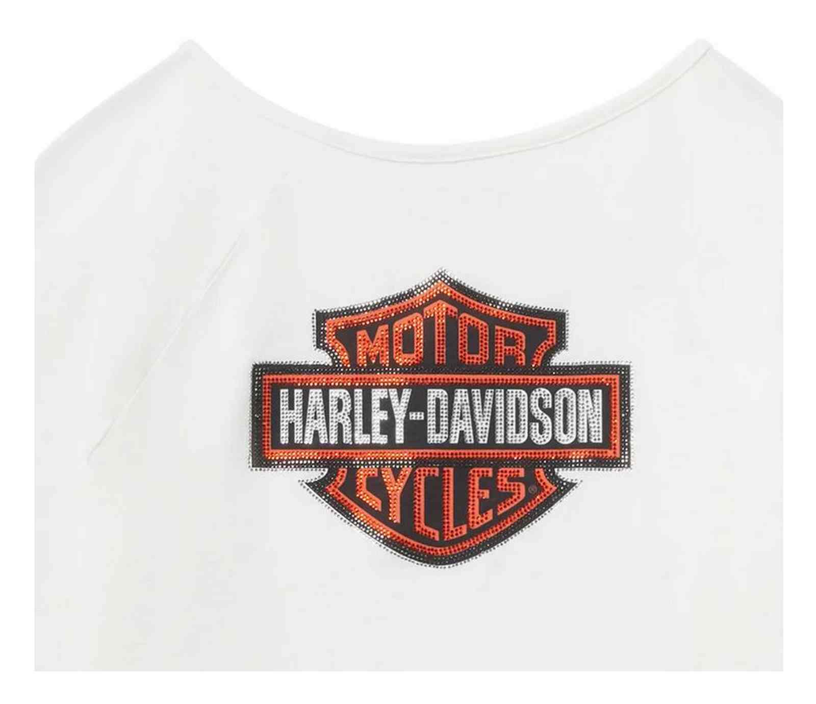 Harley-Davidson Women's Essential Bling Keyhole Henley - White 96758-25VW - No Hassle Returns at Wisconsin Harley