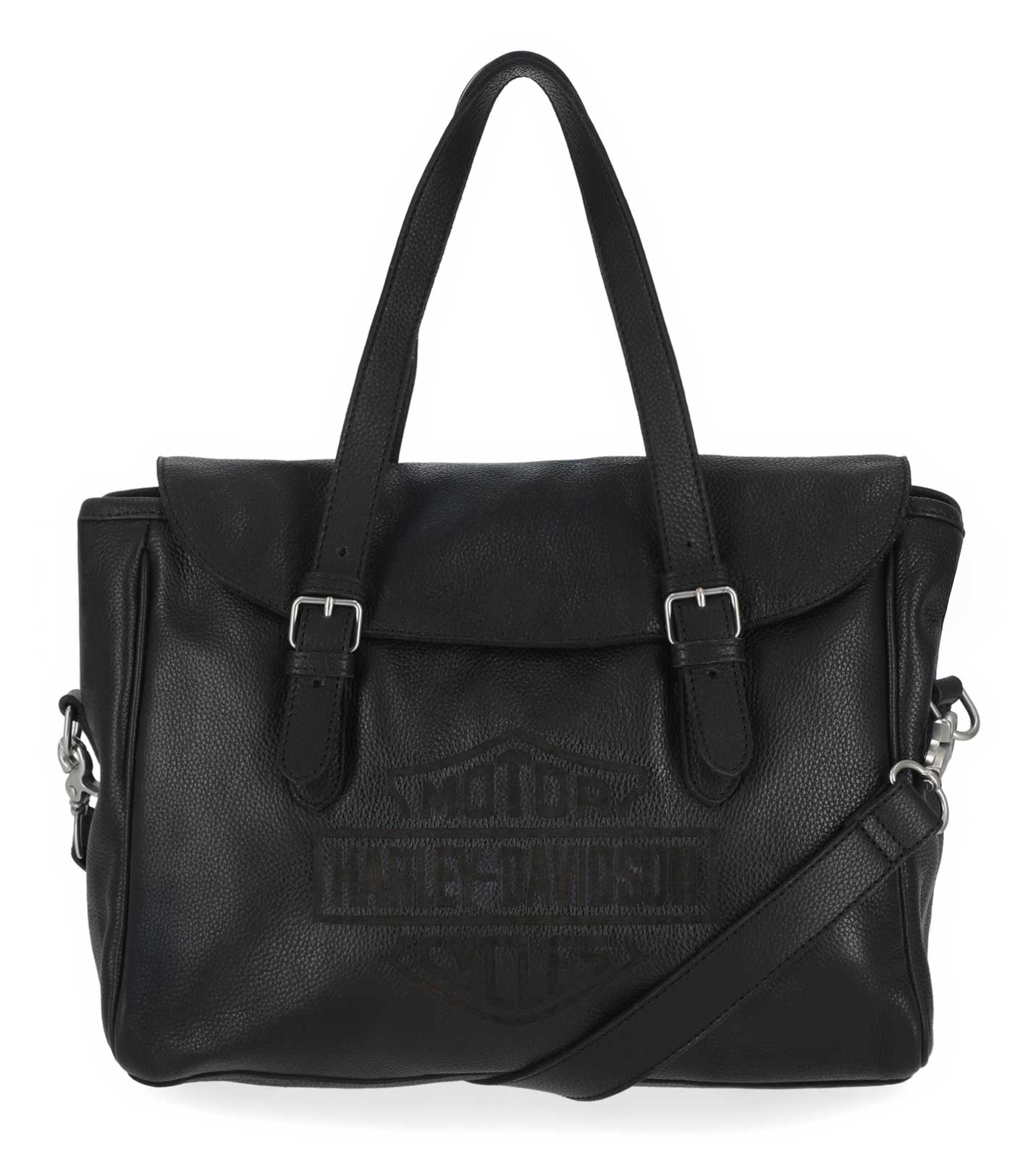 Harley-Davidson Women's Traditional Bar & Shield Logo Leather Tote Bag, Black - Wisconsin Harley-Davidson