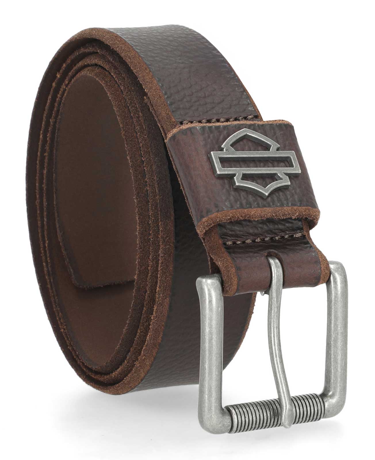 Harley-Davidson Men's Die Cut Open Bar & Shield Genuine Leather Belt, Brown - No Hassle Returns at Wisconsin Harley