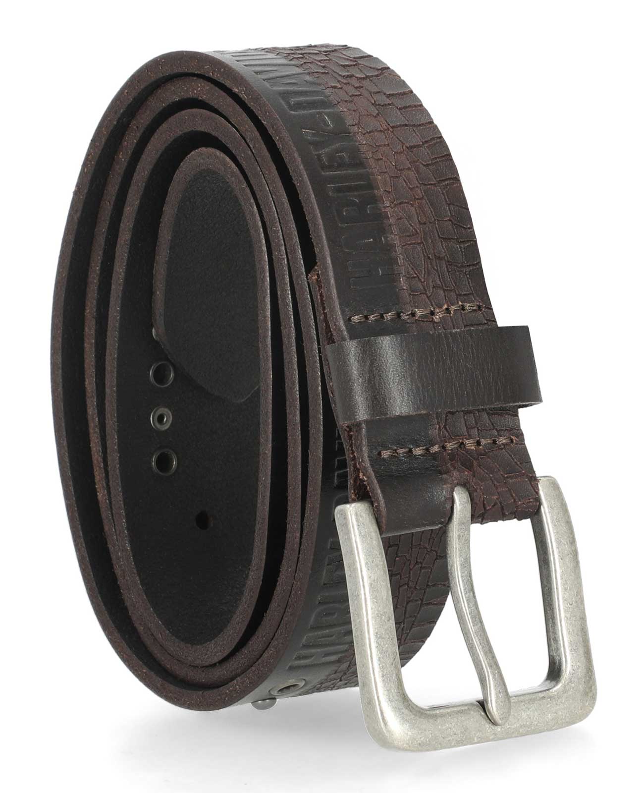 Harley-Davidson Men's Stud Eyelet Details Genuine Leather Belt, Dark Brown - No Hassle Returns at Wisconsin Harley