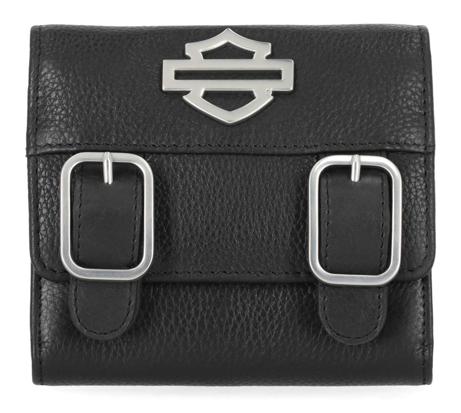 Harley-Davidson Women's Buckle Bar & Shield Logo Leather Indexer Wallet, Black - Wisconsin Harley-Davidson