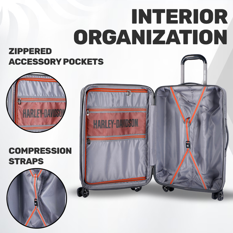 Harley-Davidson Touring Hard Sided Expandable Wheeling Luggage, Graphite - Largest Selection of Harley-Davidson Products