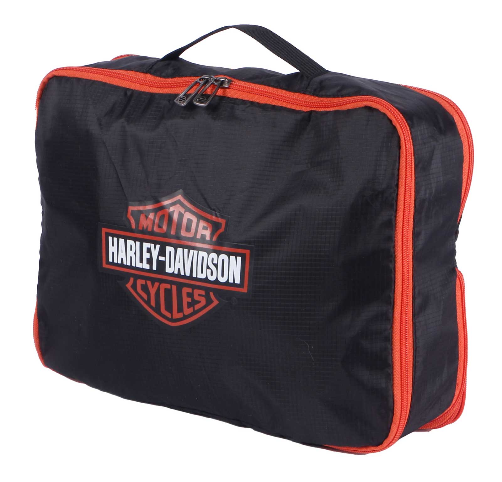 Harley-Davidson 3PC Expandable Packing Cube Set, Bar & Shield Logo- Black/Orange - Largest Selection of Harley-Davidson Products