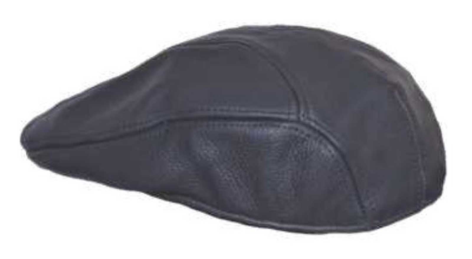 Unik Men's Ascot Genuine Leather Cap, Durable & Timeless Construction, Black - Wisconsin Harley-Davidson
