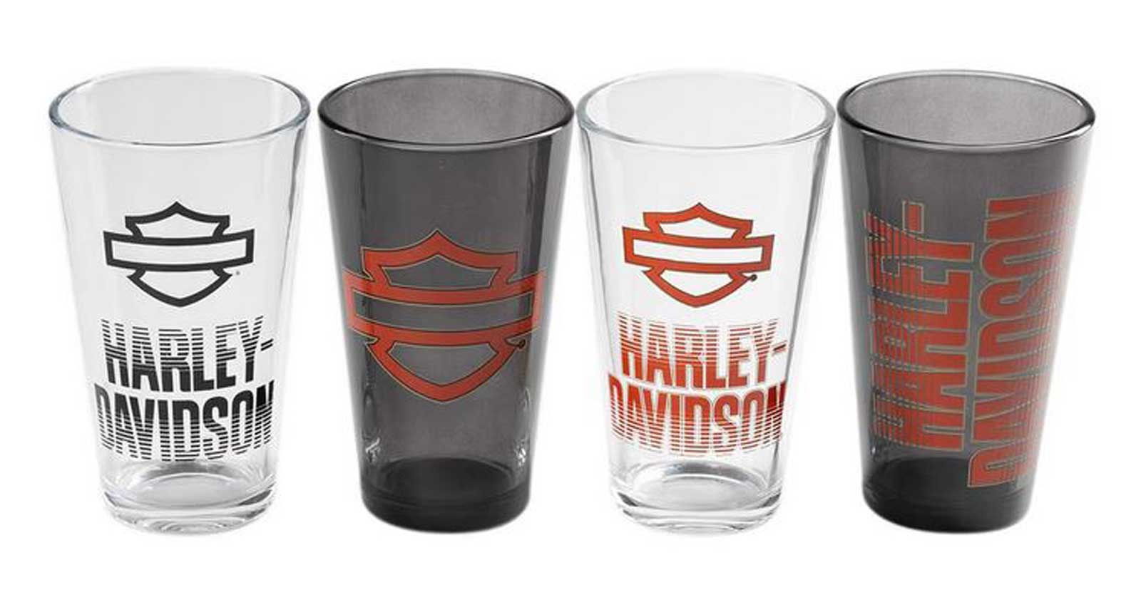 Harley-Davidson 16 oz. Open Bar & Shield Fade Pint Glass Set, Set of Four - Wisconsin Harley-Davidson