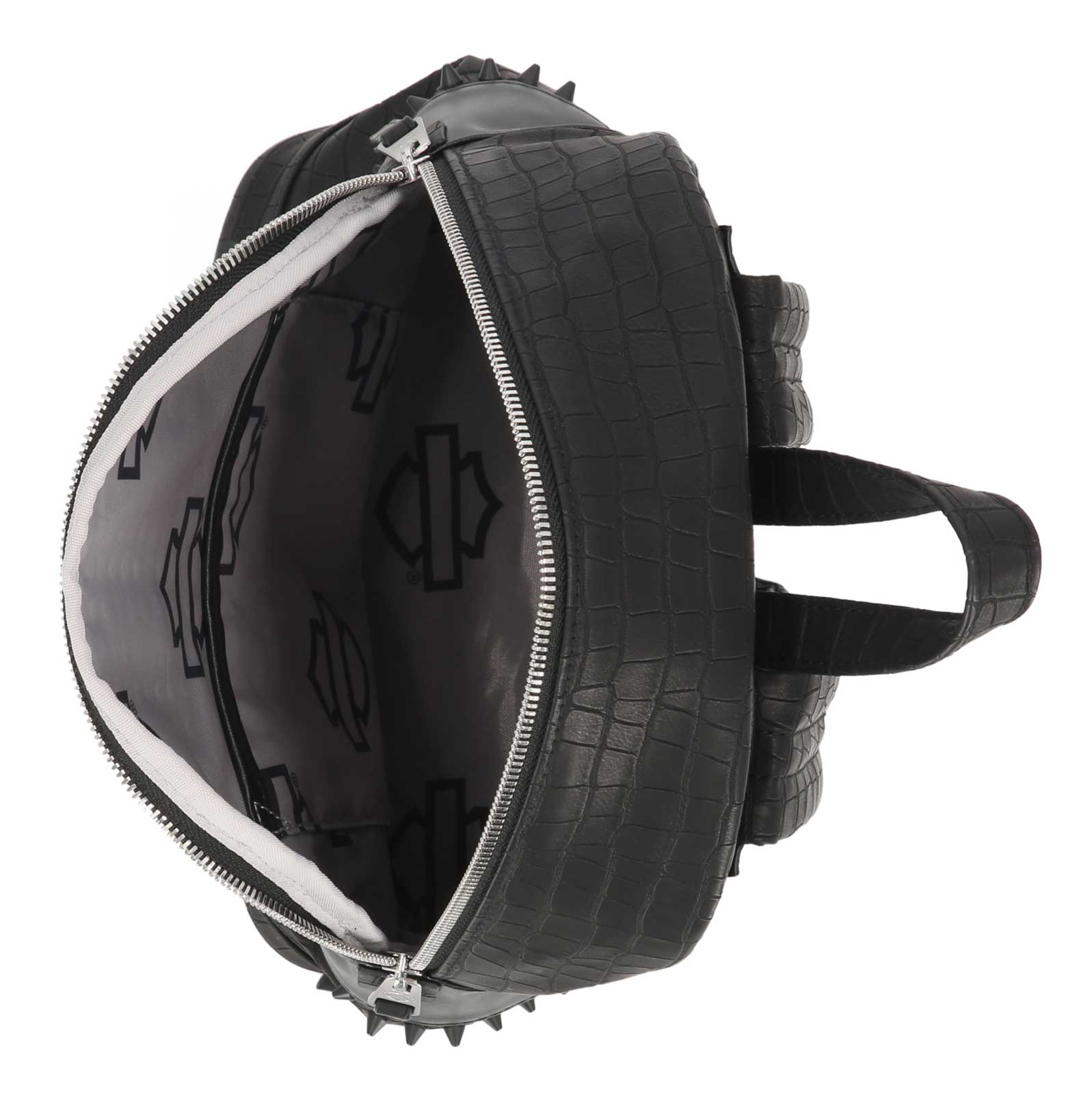 Harley-Davidson Women's Cone Studded Croco Mini Backpack, Matte Black - No Hassle Returns at Wisconsin Harley