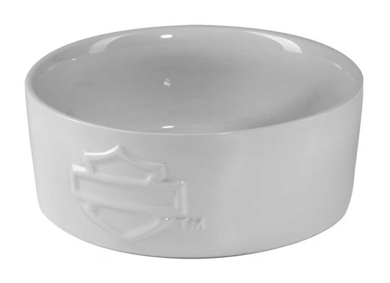 Harley-Davidson Sculpted Open Bar & Shield Logo Ceramic Pet Bowl, White - Largest Selection of Harley-Davidson Products
