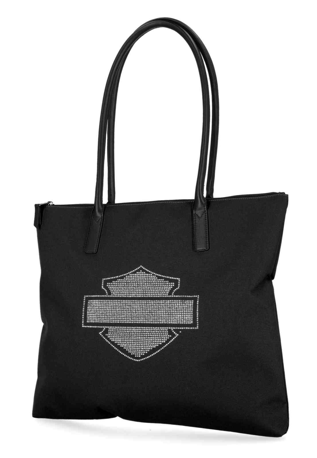 Harley-Davidson Free Shipping - Harley-Davidson Women's Open Bar & Shield Rhinestone Flat Tote Bag, Black - Free Shipping on many products plus Orders Over $99