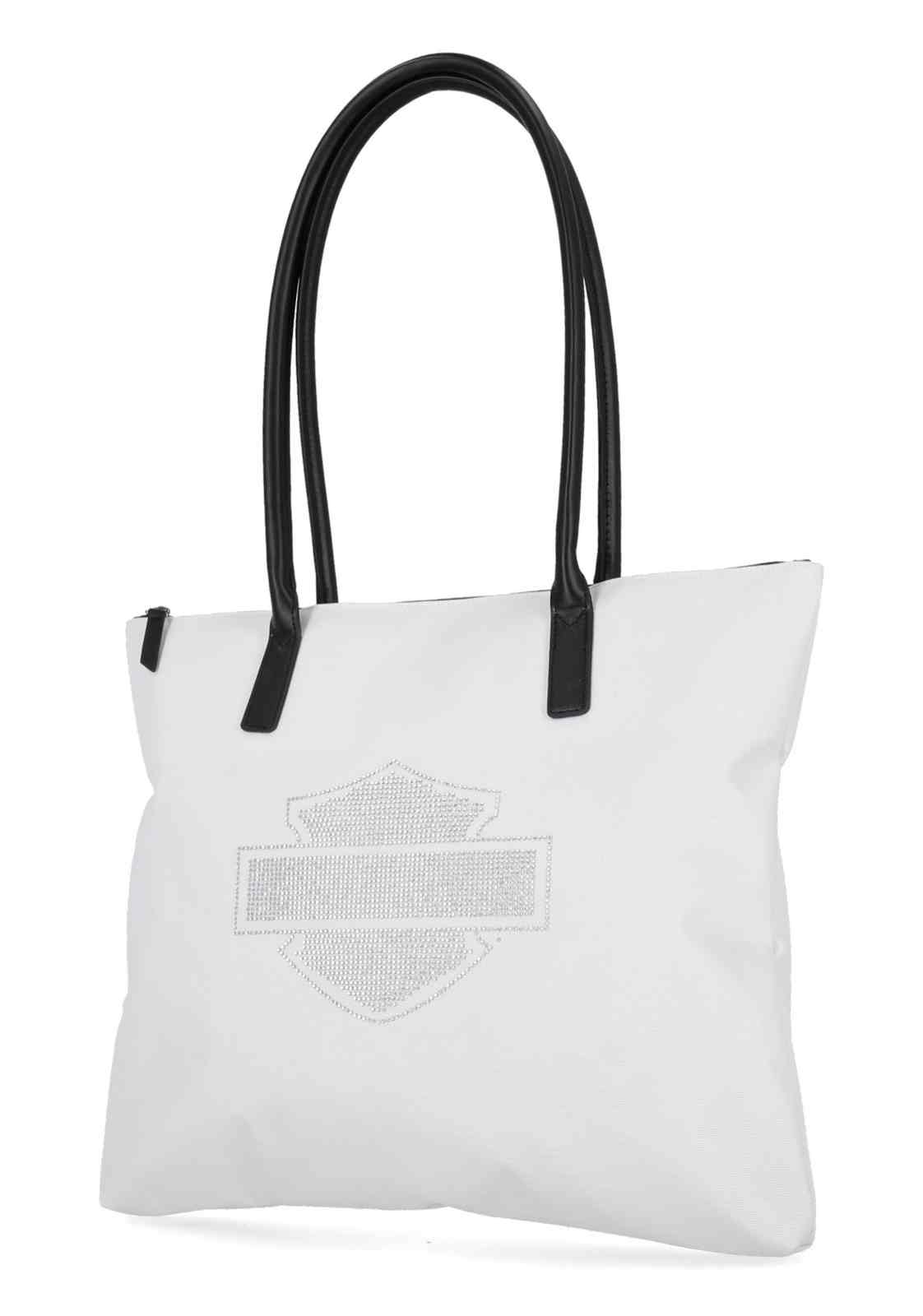 Harley-Davidson Free Shipping - Harley-Davidson Women's Open Bar & Shield Rhinestone Flat Tote Bag, White - Free Shipping on many products plus Orders Over $99