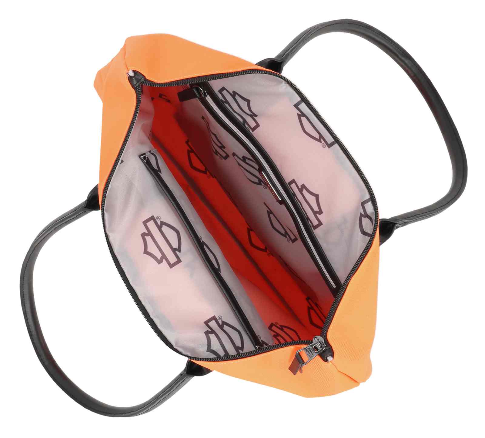 Harley-Davidson Women's Open Bar & Shield Rhinestone Flat Tote Bag, Orange - Largest Selection of Harley-Davidson Products