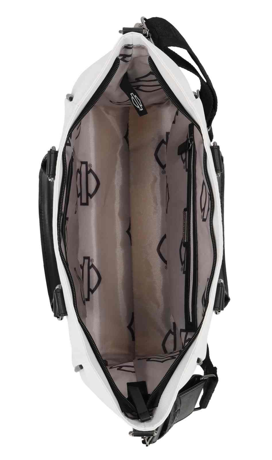 Harley-Davidson Women's Open Bar & Shield Rhinestone Satchel Purse, White - Largest Selection of Harley-Davidson Products