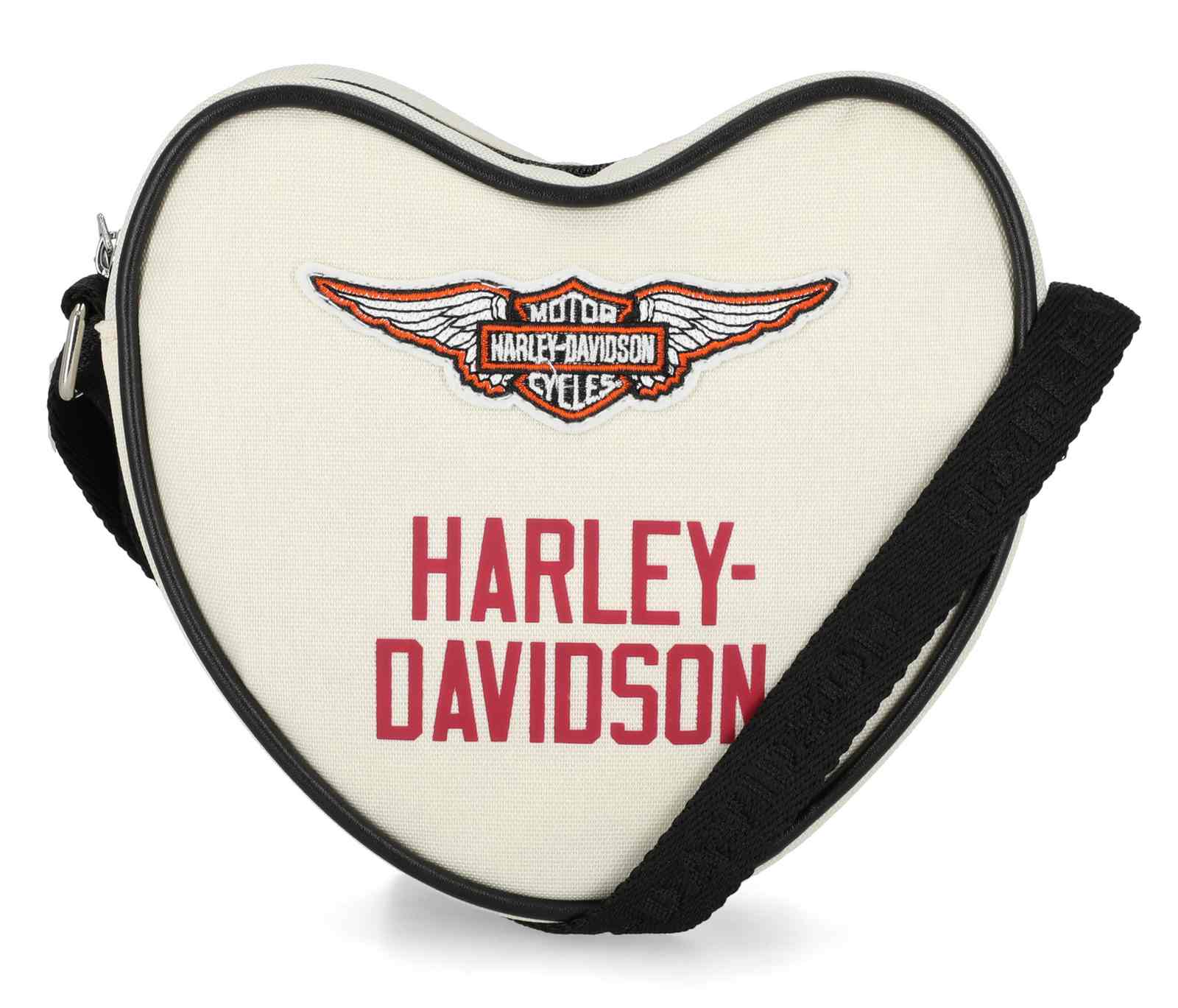 Harley-Davidson Women's Vintage Logo Patches Heart Crossbody Purse, Natural - Wisconsin Harley-Davidson