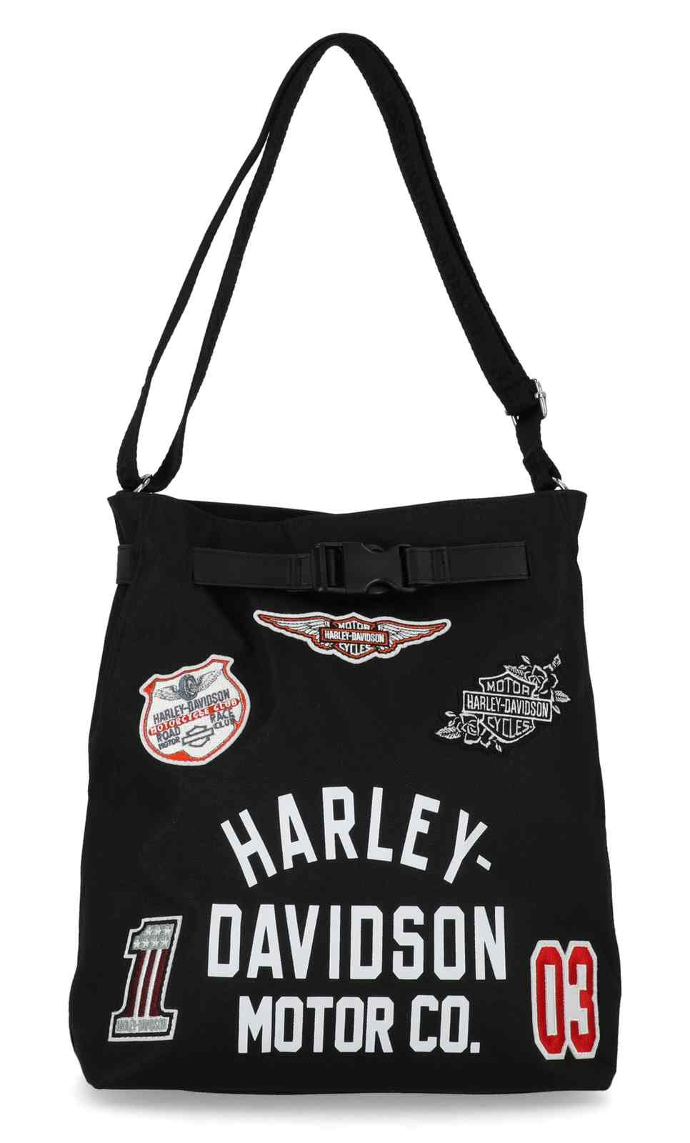 Harley-Davidson Women's Vintage Logo Patches Hobo Purse, Black Polyester - Wisconsin Harley-Davidson