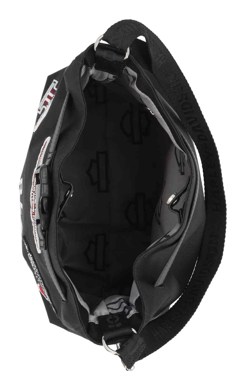 Harley-Davidson Women's Vintage Logo Patches Hobo Purse, Black Polyester - Largest Selection of Harley-Davidson Products