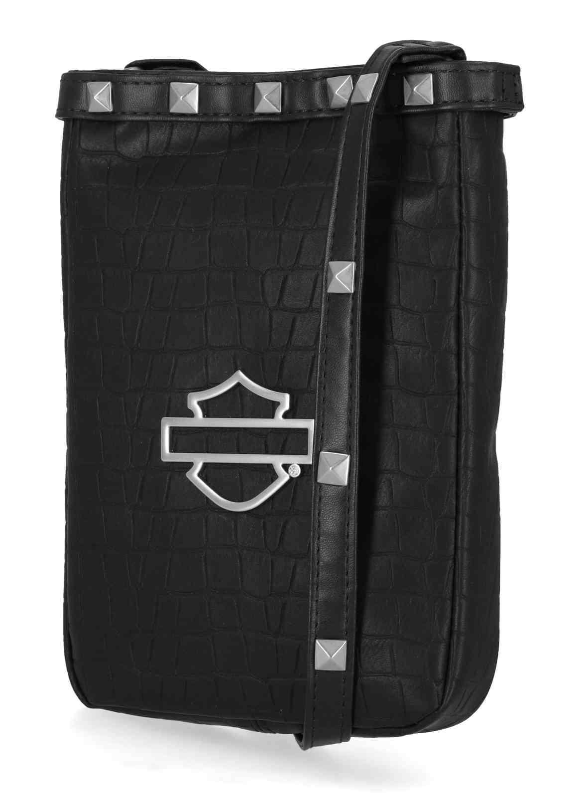 Harley-Davidson® Women's Metal Bar & Shield Logo Croco Crossbody