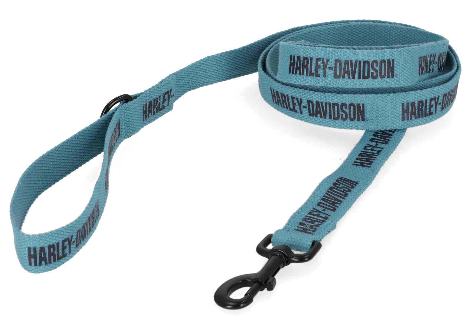 Harley-Davidson Text Dog Leash, Polyester Strap & Handle - Blue & Black - Wisconsin Harley-Davidson