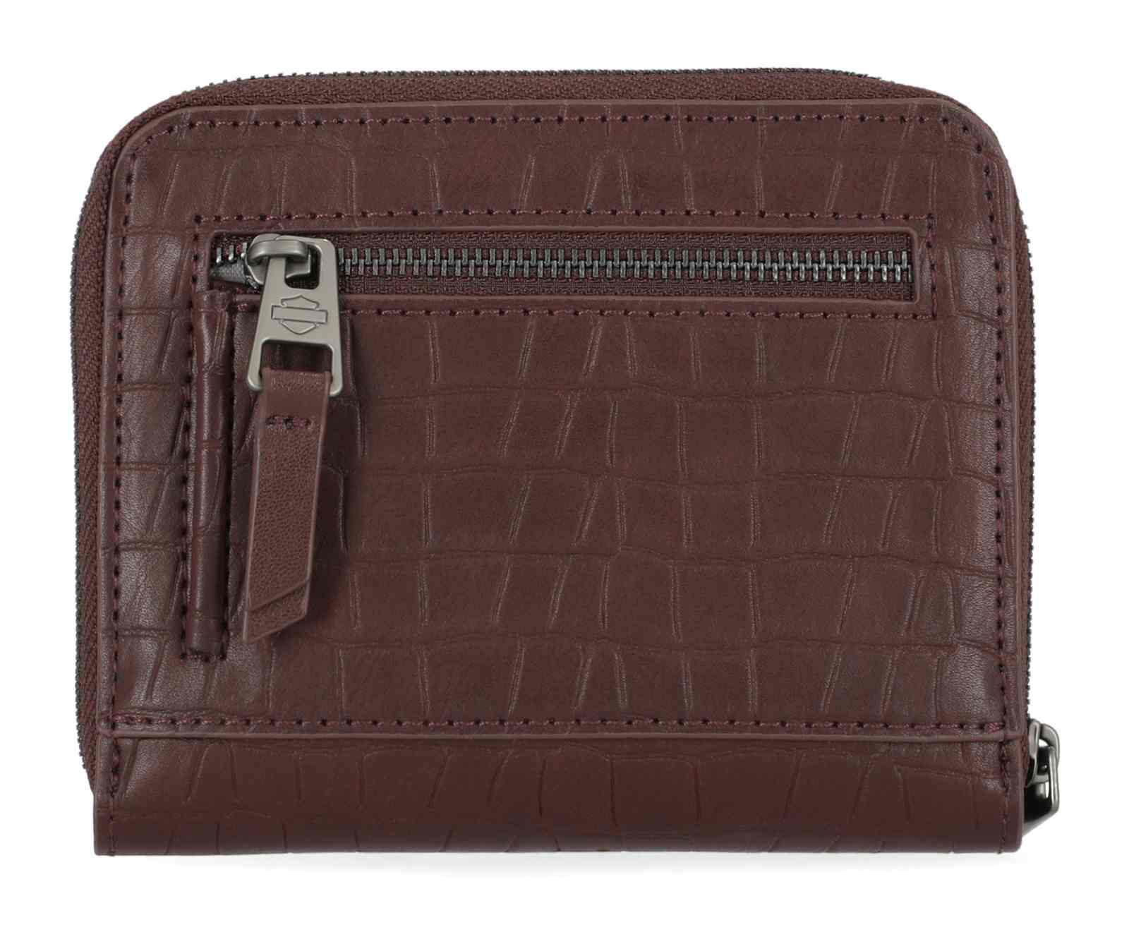 Harley-Davidson® Women's Metal Bar & Shield Croco Small Zip Around