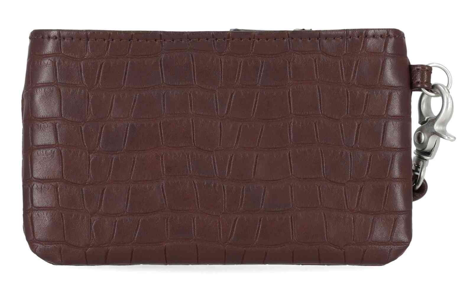 Harley-Davidson Women's Metal Bar & Shield Croco Coin Case w/ Wristlet, Maroon - No Hassle Returns at Wisconsin Harley