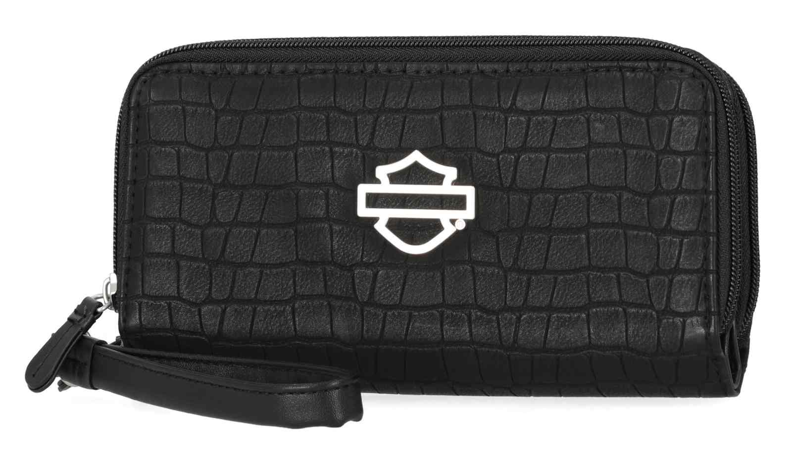 Harley-Davidson® Women's Metal Bar & Shield Croco Zip Around w
