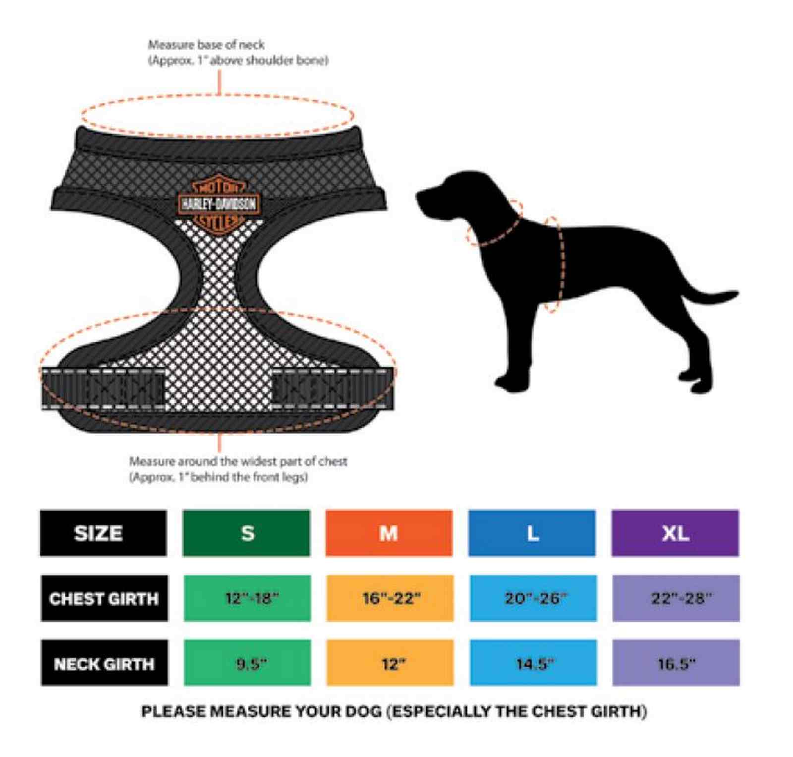 Harley-Davidson Bar & Shield Logo Dog Harness, Breathable Mesh, Black Polyester - No Hassle Returns at Wisconsin Harley