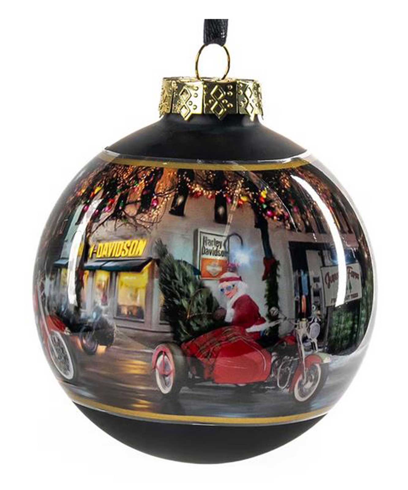 Harley-Davidson® 2025 Biker Santa Glass Ball Christmas Tree