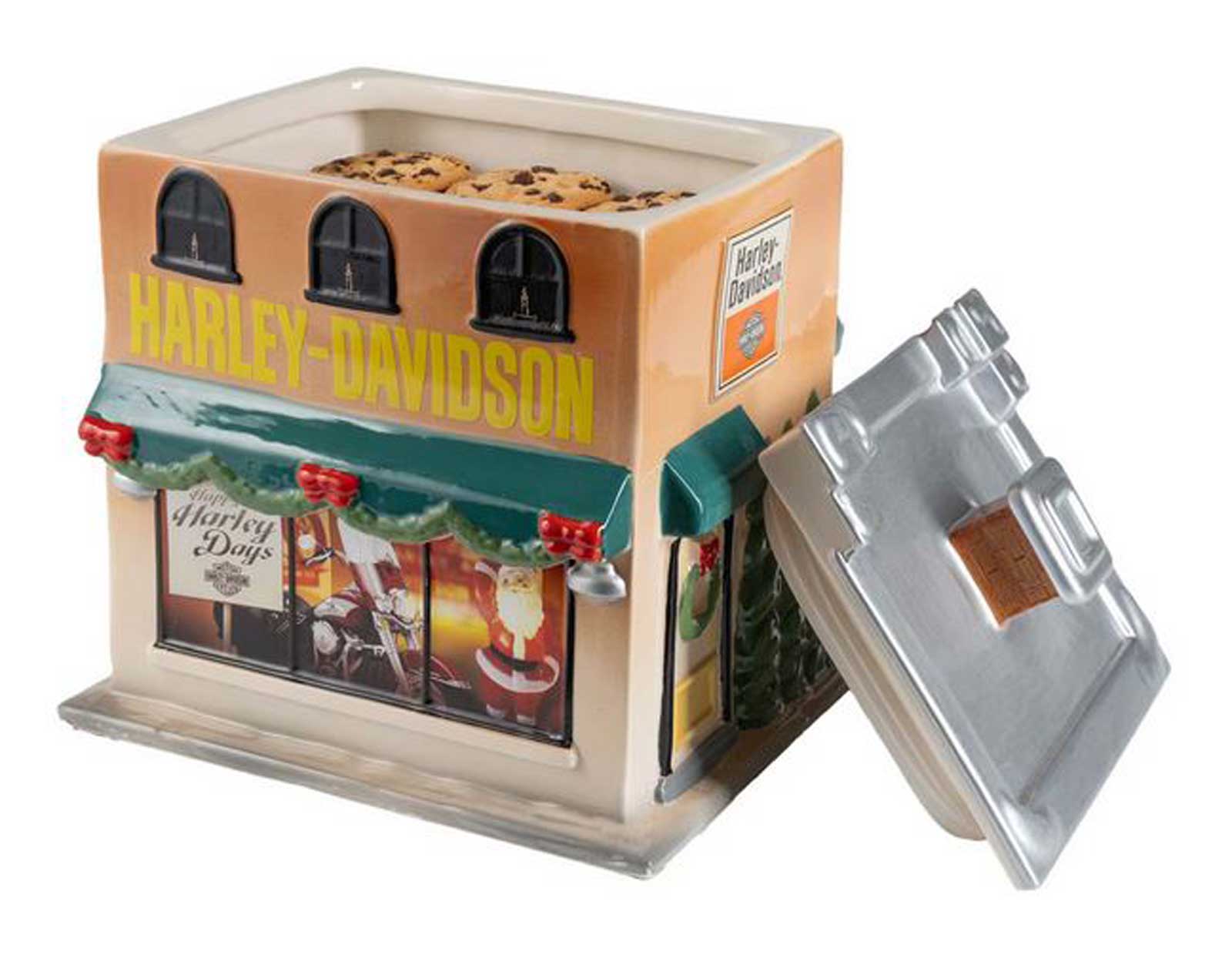 Harley-Davidson Sculpted H-D Holiday Dealership Custom Ceramic Cookie Jar, 2 Qt. - No Hassle Returns at Wisconsin Harley