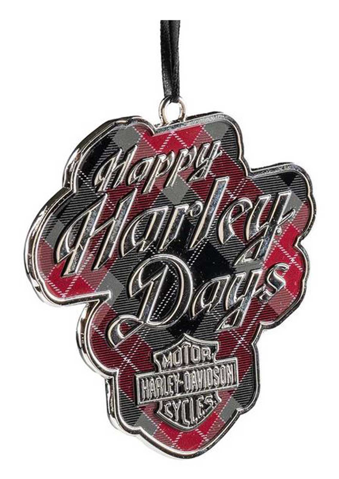 Harley-Davidson Holiday Bar & Shield Plaid Pewter Christmas Tree Ornament - Wisconsin Harley-Davidson