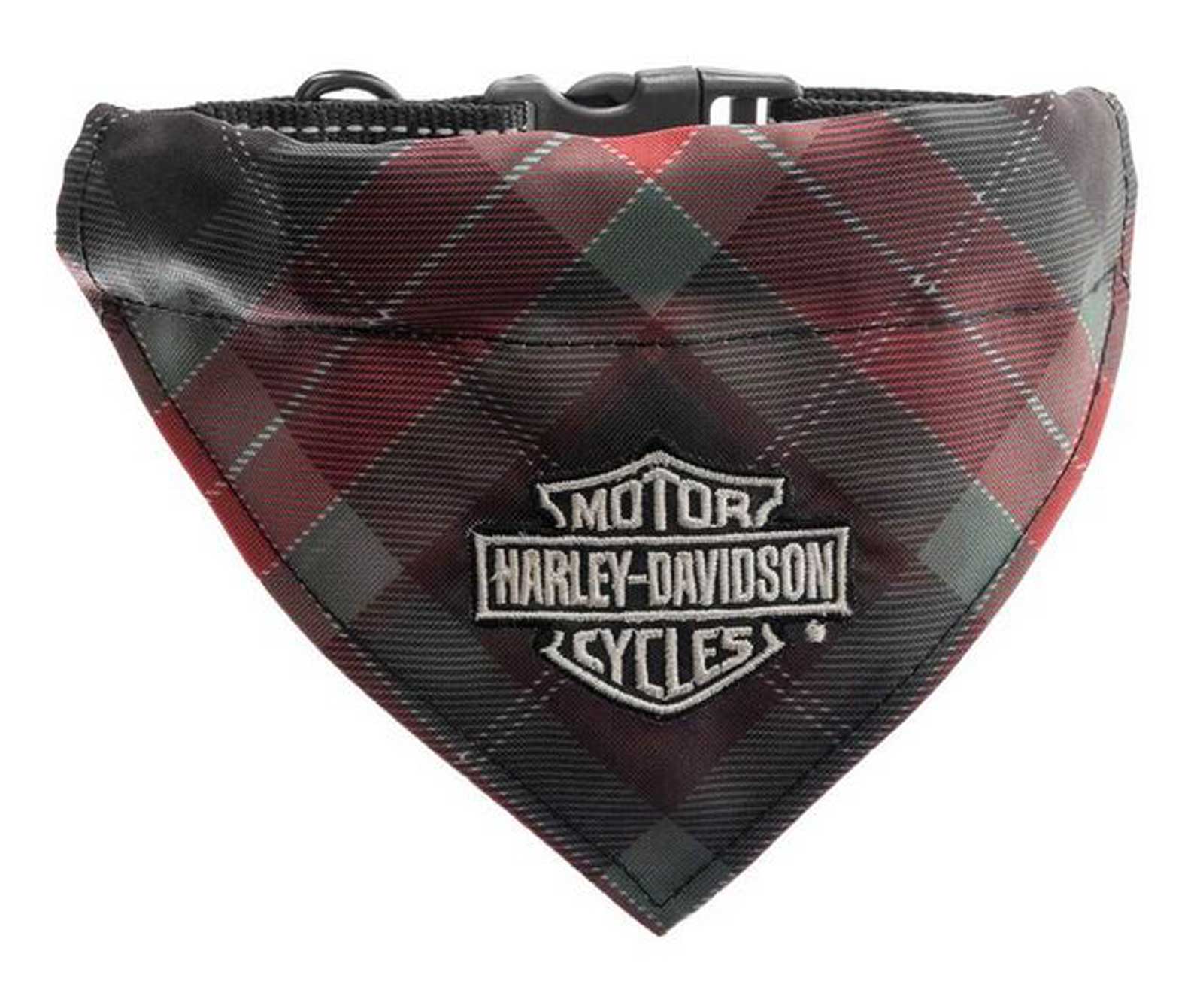 Harley-Davidson Embroidered Bar & Shield Plaid Pet Buckle Bandana, Large/X-Large - Wisconsin Harley-Davidson