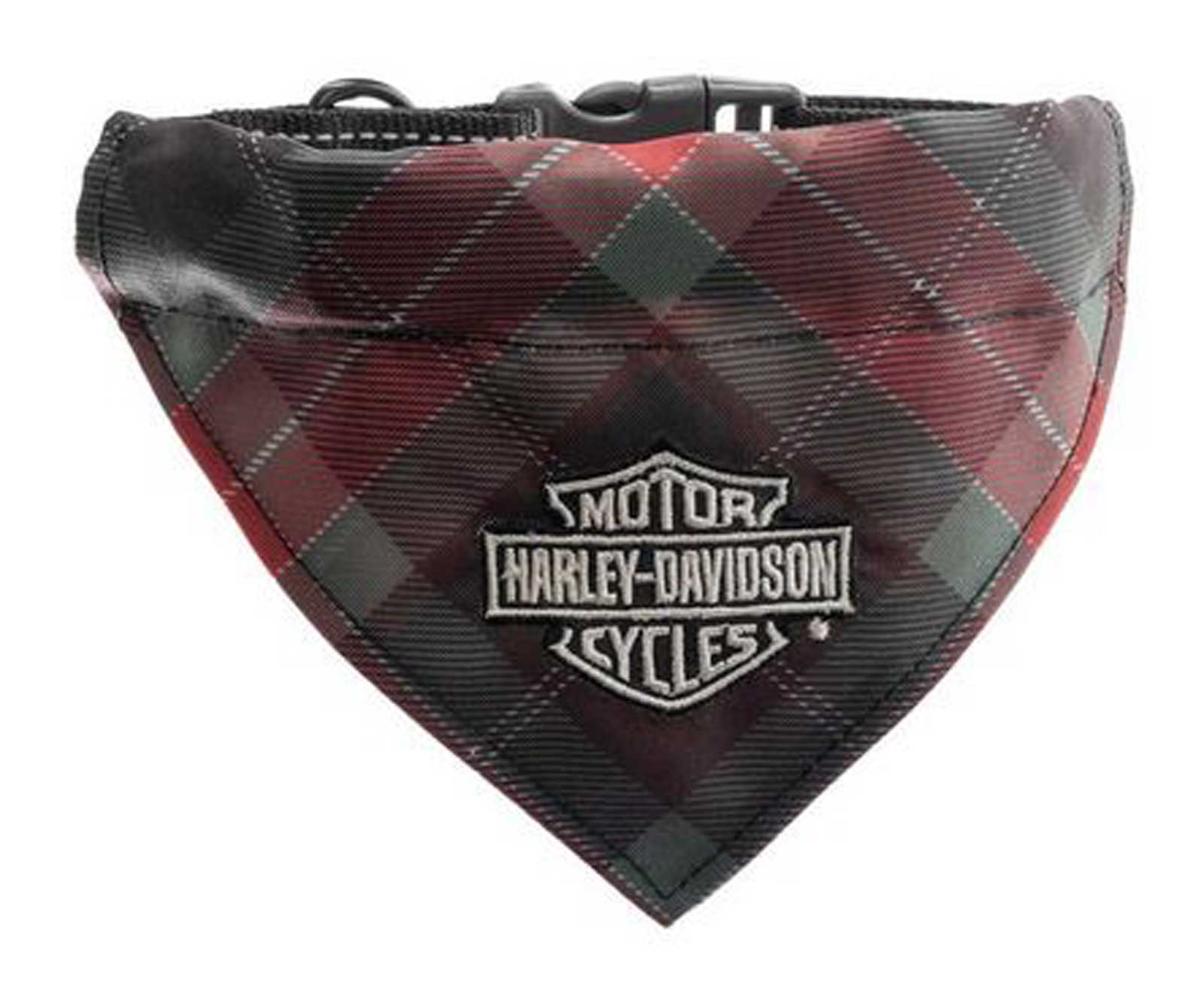 Harley-Davidson Embroidered Bar & Shield Plaid Pet Buckle Bandana - Small/Medium - Wisconsin Harley-Davidson